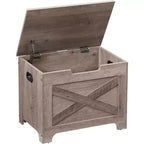 Banc de rangement Acekool avec couvercle relevable - Siège et organisateur d'entrée en bois rustique