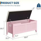 Acekool 39 Banc de rangement avec coussin de siège et charnières de sécurité Organiseur à chaussures pour entrée et chambre