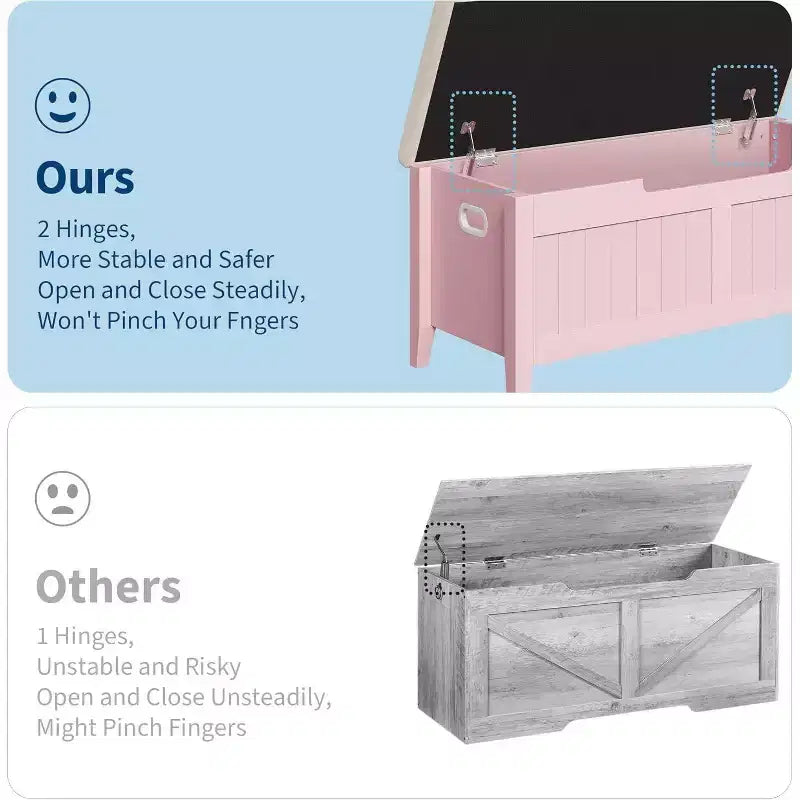 Acekool 39 Banc de rangement avec coussin de siège et charnières de sécurité Organiseur à chaussures pour entrée et chambre