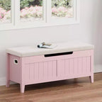 Acekool 39 Banc de rangement avec coussin de siège et charnières de sécurité Organiseur à chaussures pour entrée et chambre