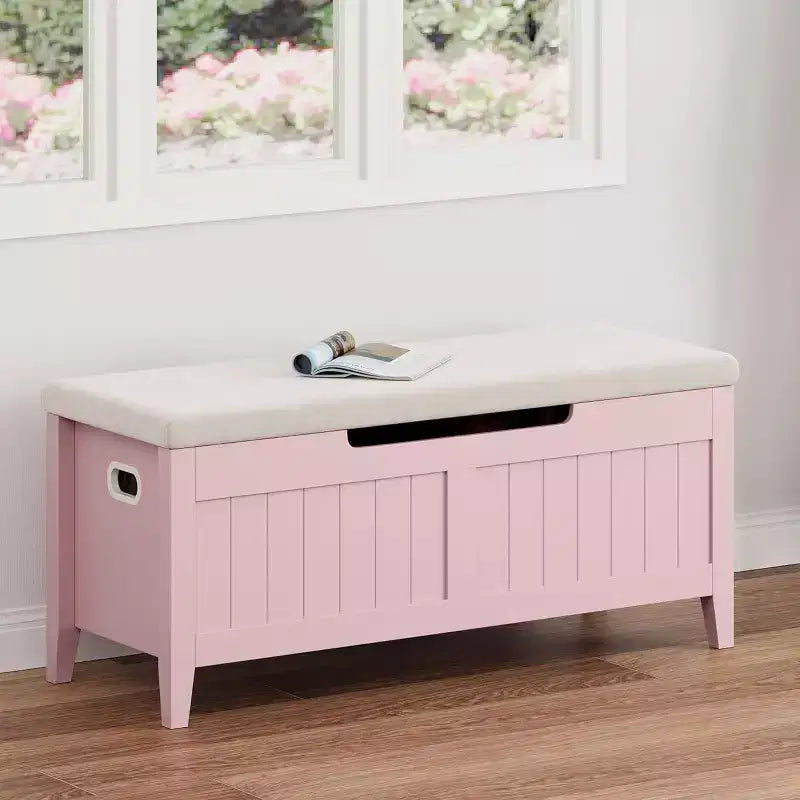 Acekool 39 Banc de rangement avec coussin de siège et charnières de sécurité Organiseur à chaussures pour entrée et chambre