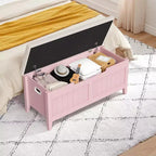 Acekool 39 Banc de rangement avec coussin de siège et charnières de sécurité Organiseur à chaussures pour entrée et chambre