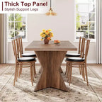 Table de salle à manger CuisinSmart 70,9 pouces pour 6 personnes, table de cuisine rectangulaire de style ferme avec cadre robuste et pieds en V, bureau épais en bois