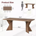 Table de salle à manger CuisinSmart 70,9 pouces pour 6 personnes, table de cuisine rectangulaire de style ferme avec cadre robuste et pieds en V, bureau épais en bois