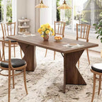 Table de salle à manger CuisinSmart 70,9 pouces pour 6 personnes, table de cuisine rectangulaire de style ferme avec cadre robuste et pieds en V, bureau épais en bois