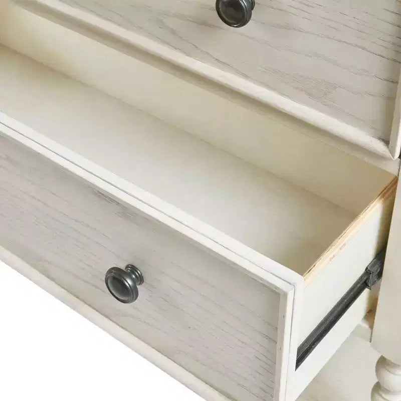 Table de chevet/d'appoint en bois massif Okak Farmhouse avec 2 tiroirs et étagère, pour salon