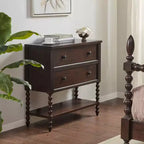 Table de chevet/d'appoint en bois massif Okak Farmhouse avec 2 tiroirs et étagère, pour salon