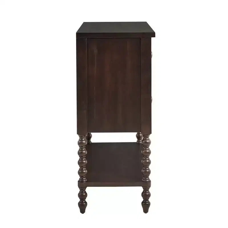 Table de chevet/d'appoint en bois massif Okak Farmhouse avec 2 tiroirs et étagère, pour salon
