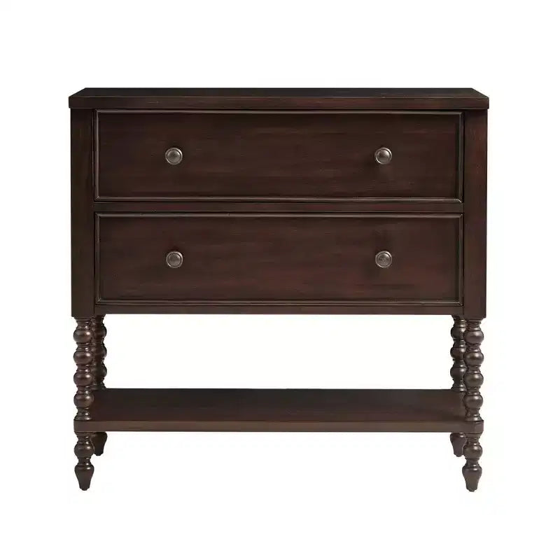 Table de chevet/d'appoint en bois massif Okak Farmhouse avec 2 tiroirs et étagère, pour salon