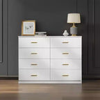 Commode moderne Okak à 8/9 tiroirs avec poignées dorées, grand meuble de rangement pour chambre ou salon