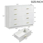 Commode moderne Okak à 8/9 tiroirs avec poignées dorées, grand meuble de rangement pour chambre ou salon