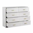 Commode moderne Okak à 8/9 tiroirs avec poignées dorées, grand meuble de rangement pour chambre ou salon