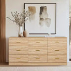 Commode moderne Okak à 8/9 tiroirs avec poignées dorées, grand meuble de rangement pour chambre ou salon