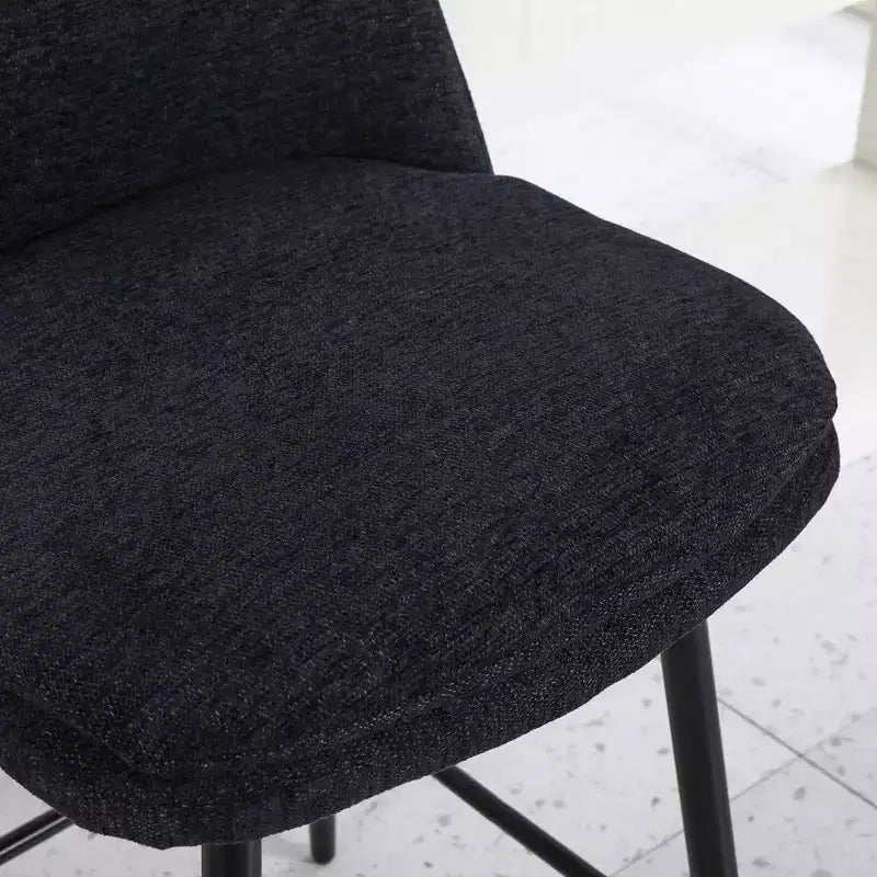 MAYEERTY Lot de 2 tabourets de bar pivotants à hauteur de comptoir, pivot à 360°, hauteur d'assise 65 cm, tissu lin, noir pour îlot de cuisine et pub