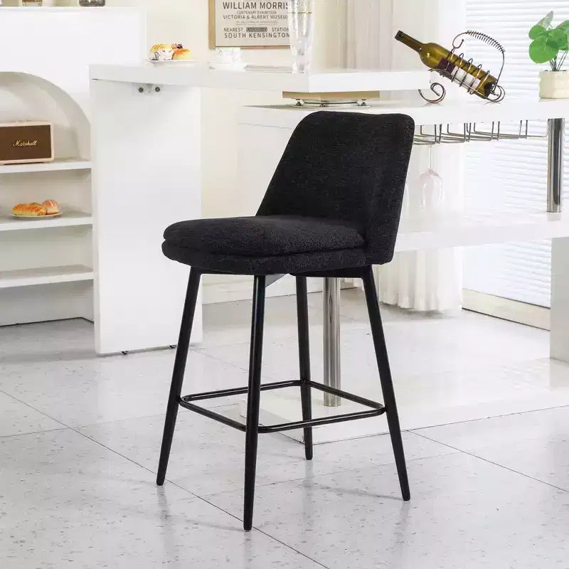 MAYEERTY Lot de 2 tabourets de bar pivotants à hauteur de comptoir, pivot à 360°, hauteur d'assise 65 cm, tissu lin, noir pour îlot de cuisine et pub