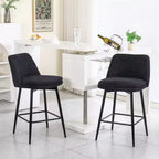 MAYEERTY Lot de 2 tabourets de bar pivotants à hauteur de comptoir, pivot à 360°, hauteur d'assise 65 cm, tissu lin, noir pour îlot de cuisine et pub
