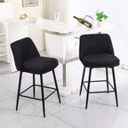 MAYEERTY Lot de 2 tabourets de bar pivotants à hauteur de comptoir, pivot à 360°, hauteur d'assise 65 cm, tissu lin, noir pour îlot de cuisine et pub