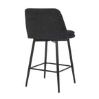 MAYEERTY Lot de 2 tabourets de bar pivotants à hauteur de comptoir, pivot à 360°, hauteur d'assise 65 cm, tissu lin, noir pour îlot de cuisine et pub
