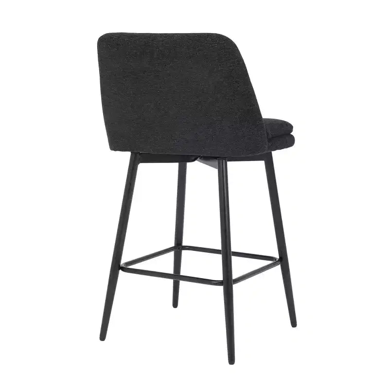 MAYEERTY Lot de 2 tabourets de bar pivotants à hauteur de comptoir, pivot à 360°, hauteur d'assise 65 cm, tissu lin, noir pour îlot de cuisine et pub