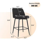 MAYEERTY Lot de 2 tabourets de bar pivotants à hauteur de comptoir, pivot à 360°, hauteur d'assise 65 cm, tissu lin, noir pour îlot de cuisine et pub