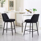 MAYEERTY Lot de 2 tabourets de bar pivotants à hauteur de comptoir, pivot à 360°, hauteur d'assise 65 cm, tissu lin, noir pour îlot de cuisine et pub