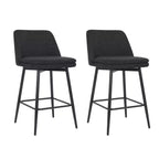 MAYEERTY Lot de 2 tabourets de bar pivotants à hauteur de comptoir, pivot à 360°, hauteur d'assise 65 cm, tissu lin, noir pour îlot de cuisine et pub