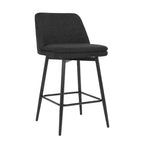MAYEERTY Lot de 2 tabourets de bar pivotants à hauteur de comptoir, pivot à 360°, hauteur d'assise 65 cm, tissu lin, noir pour îlot de cuisine et pub