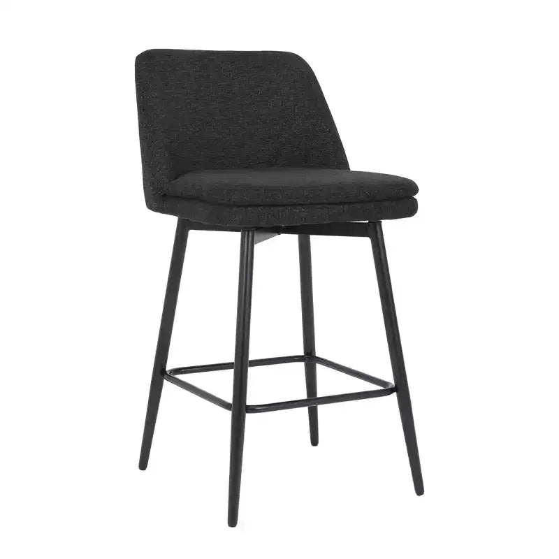 MAYEERTY Lot de 2 tabourets de bar pivotants à hauteur de comptoir, pivot à 360°, hauteur d'assise 65 cm, tissu lin, noir pour îlot de cuisine et pub