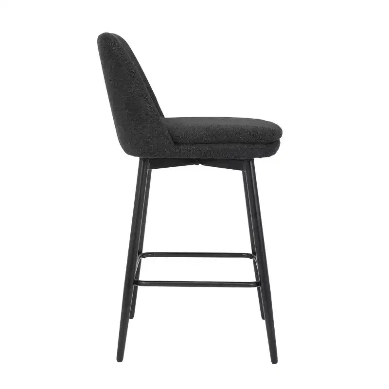 MAYEERTY Lot de 2 tabourets de bar pivotants à hauteur de comptoir, pivot à 360°, hauteur d'assise 65 cm, tissu lin, noir pour îlot de cuisine et pub