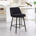 MAYEERTY Lot de 2 tabourets de bar pivotants à hauteur de comptoir, pivot à 360°, hauteur d'assise 65 cm, tissu lin, noir pour îlot de cuisine et pub