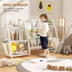 SUGIFT Bibliothèque et rangement de jouets à 3 niveaux pour enfants, bibliothèque pour enfants, organisateur de rangement de jouets (Blanc)