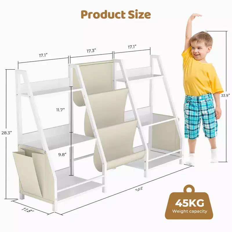 SUGIFT Bibliothèque et rangement de jouets à 3 niveaux pour enfants, bibliothèque pour enfants, organisateur de rangement de jouets (Blanc)
