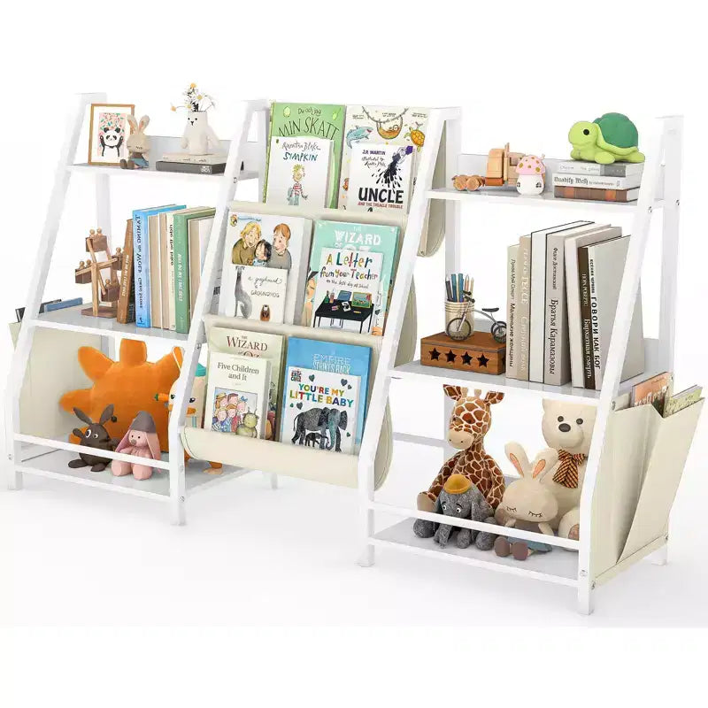 SUGIFT Bibliothèque et rangement de jouets à 3 niveaux pour enfants, bibliothèque pour enfants, organisateur de rangement de jouets (Blanc)