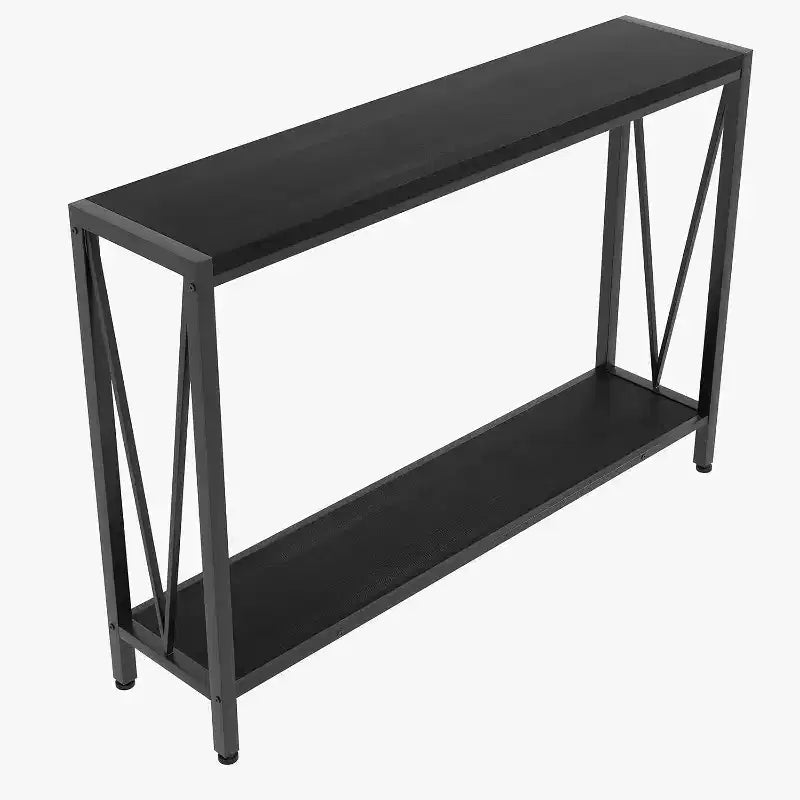 Table Console Industrielle Acekool avec Conception en V, Table d'Entrée/Canapé à 2 Niveaux pour Salon et Couloir, Rangement Peu Encombrant