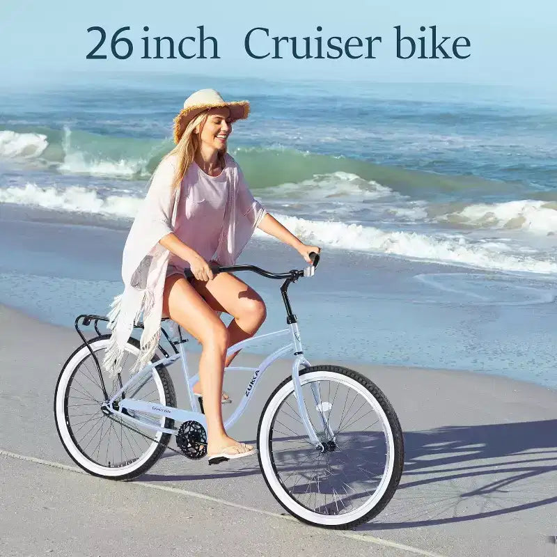 NAYSAYE Vélo de plage cruiser 26 pouces, 7 vitesses, freins en V, selle confortable, vélo de ville rétro classique pour femme, homme, senior