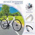 Vélo hybride NAYSAYE 24 vitesses, freins à disque, cadre en aluminium, pour hommes et femmes, pour le cyclisme urbain, blanc, 67.32*14.56*39.37