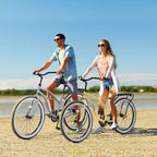 NAYSAYE Vélo de plage à vitesse unique 26 pouces pour femmes, cadre en acier, pour des balades décontractées, jaune, 69,29*25,98*39,37