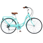 NAYSAYE Bicycle 7 Speed Steel Frame Ladies Bike for Commuting and Leisure for Active Women, Green, 66.5*45.7*22.05