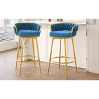 MAYEERTY Lot de 2 tabourets de bar pivotants de 79 cm de hauteur, tissés à la main, bleus, pour îlot de cuisine