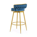 MAYEERTY Lot de 2 tabourets de bar pivotants de 79 cm de hauteur, tissés à la main, bleus, pour îlot de cuisine