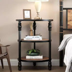 Table d'appoint ronde Acekool à 3 niveaux, table de bout de ferme avec pieds en métal pour chambre et salon - Marron rustique