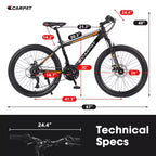 NAYSAYE Vélo VTT 26 Pouces, 21 Vitesses, Freins à Disque Mécaniques pour Tout-Terrain, Orange, 71*25*39.3