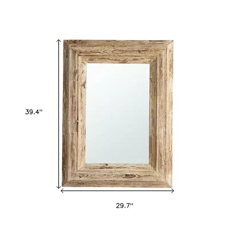 Miroir d'appoint encadré en bois vieilli naturel HomeRoots 39