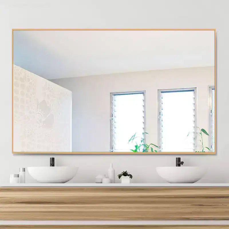 Miroir rectangulaire PexFix 51x31 en aluminium à bords fins et à angle droit, pleine longueur, sans support