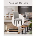 Acekool Chaises de salle à manger rembourrées lot de 2, pieds en bois, tissu lin, pour salle à manger et cuisine