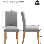 Acekool Chaises de salle à manger rembourrées lot de 2, pieds en bois, tissu lin, pour salle à manger et cuisine