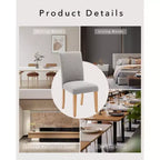 Acekool Chaises de salle à manger rembourrées lot de 2, pieds en bois, tissu lin, pour salle à manger et cuisine