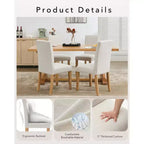 Acekool Chaises de salle à manger rembourrées lot de 2, pieds en bois, tissu lin, pour salle à manger et cuisine