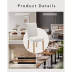 Acekool Chaises de salle à manger rembourrées lot de 2, pieds en bois, tissu lin, pour salle à manger et cuisine