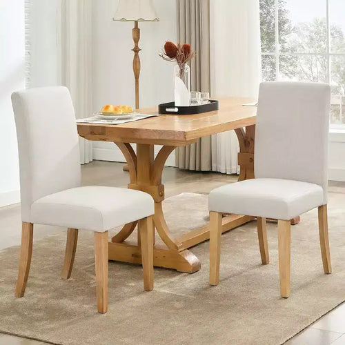 Acekool Upholstered Dining Chairs Set of 2, Wood Legs, Linen Fabric, for Dining Room and Kitchen